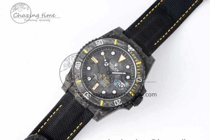 Black Nylon Black Dial Submariner Yellow 1:1 DIW Edition VS3135 on Best VSF Strap Carbon 0108